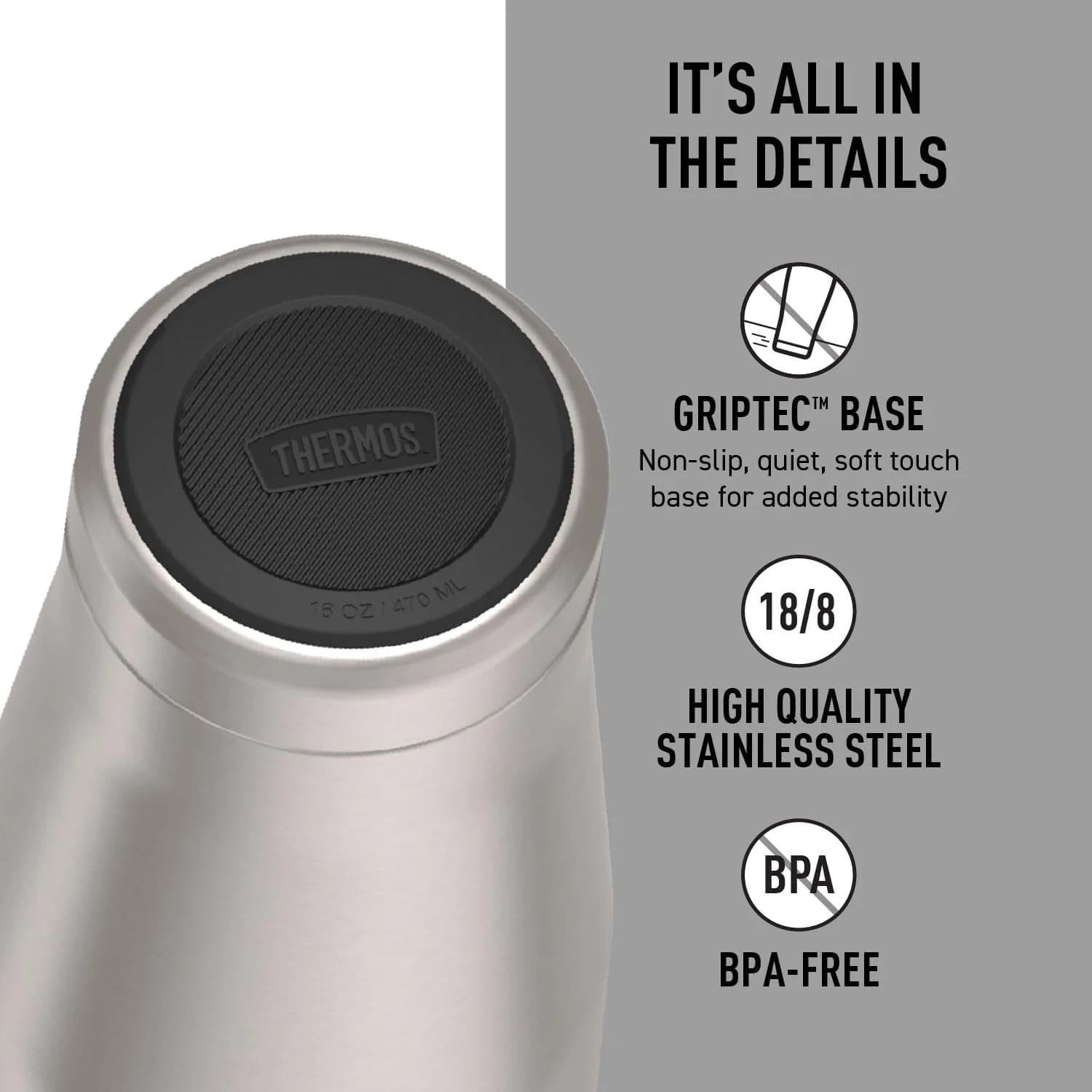 THERMOS ICON SERIES 16 oz Stainless Steel Tumbler | Vacuum Insulated, Matte Stainless Steel, Cup Holder Compatible - view 4