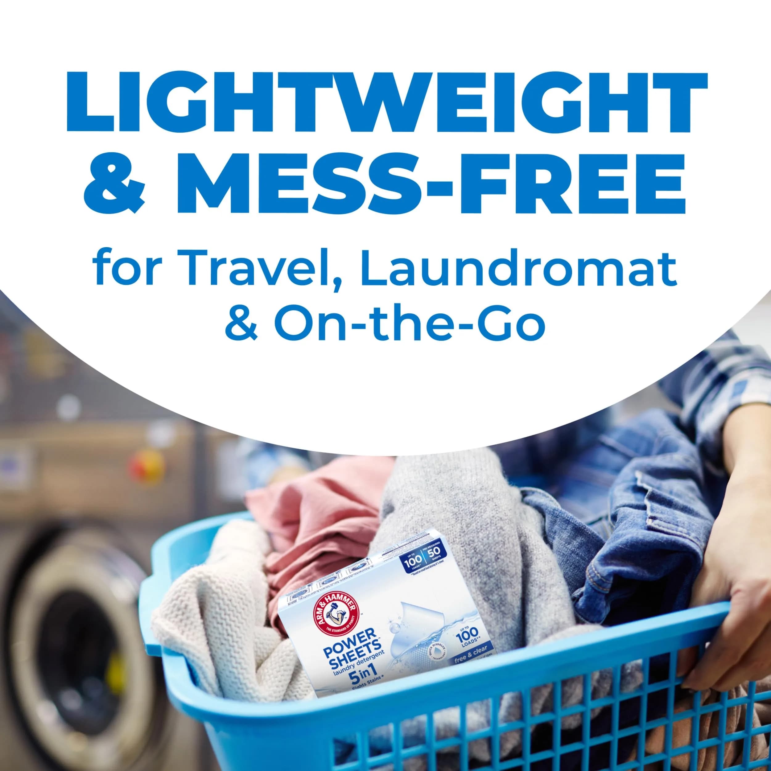 ARM & HAMMER 5in1 Power Sheets Free & Clear Laundry Detergent, 50 Count | Eco-Friendly Concentrated Formula - view 8