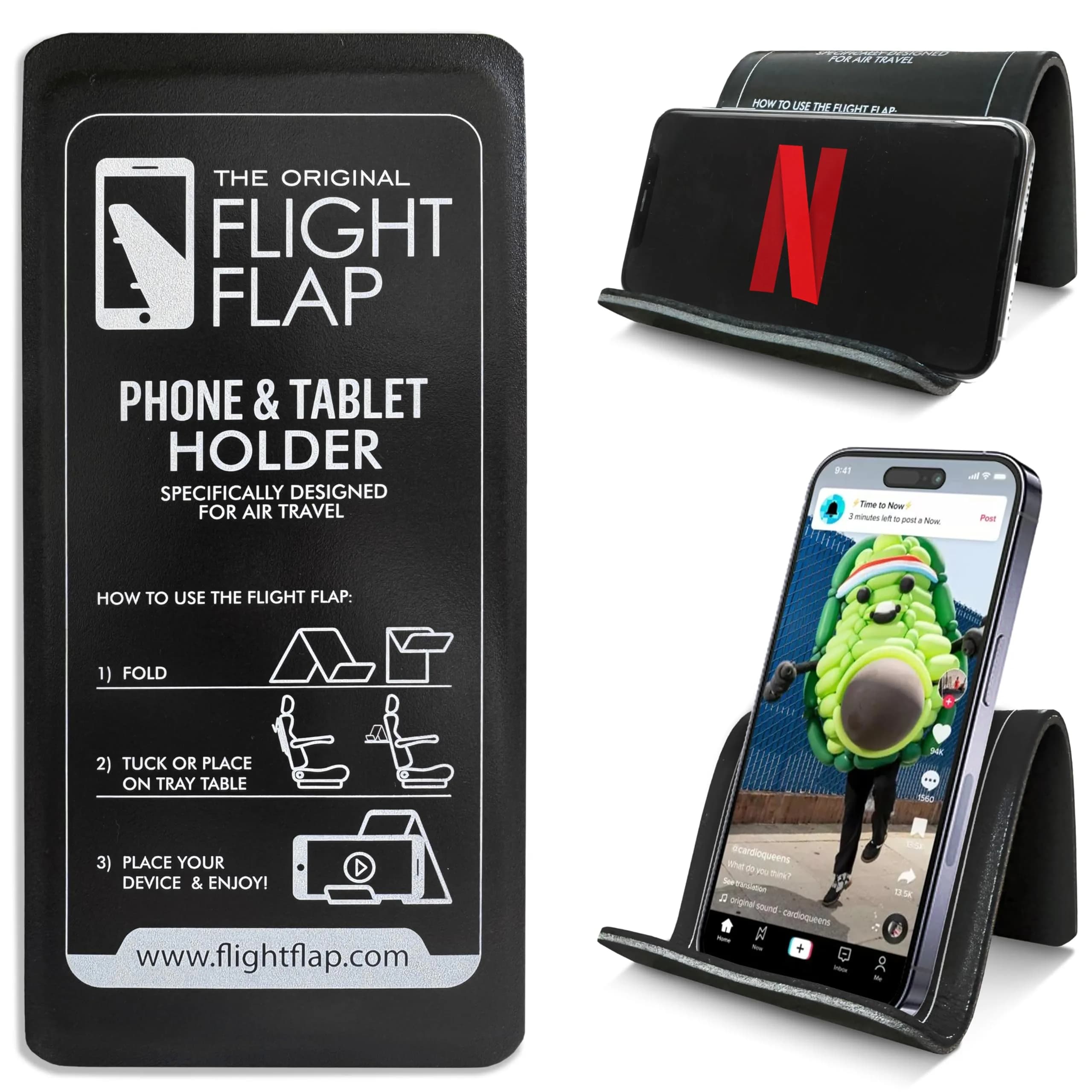 Flight Flap Large Black Flexible Airplane Phone Holder | 30.5cm x 17.8cm (12in x 7in) thumbnail 1