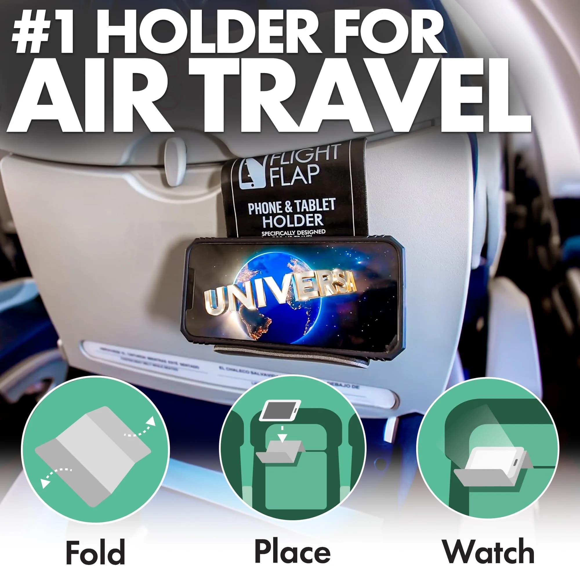 Flight Flap Large Black Flexible Airplane Phone Holder | 30.5cm x 17.8cm (12in x 7in) thumbnail 2