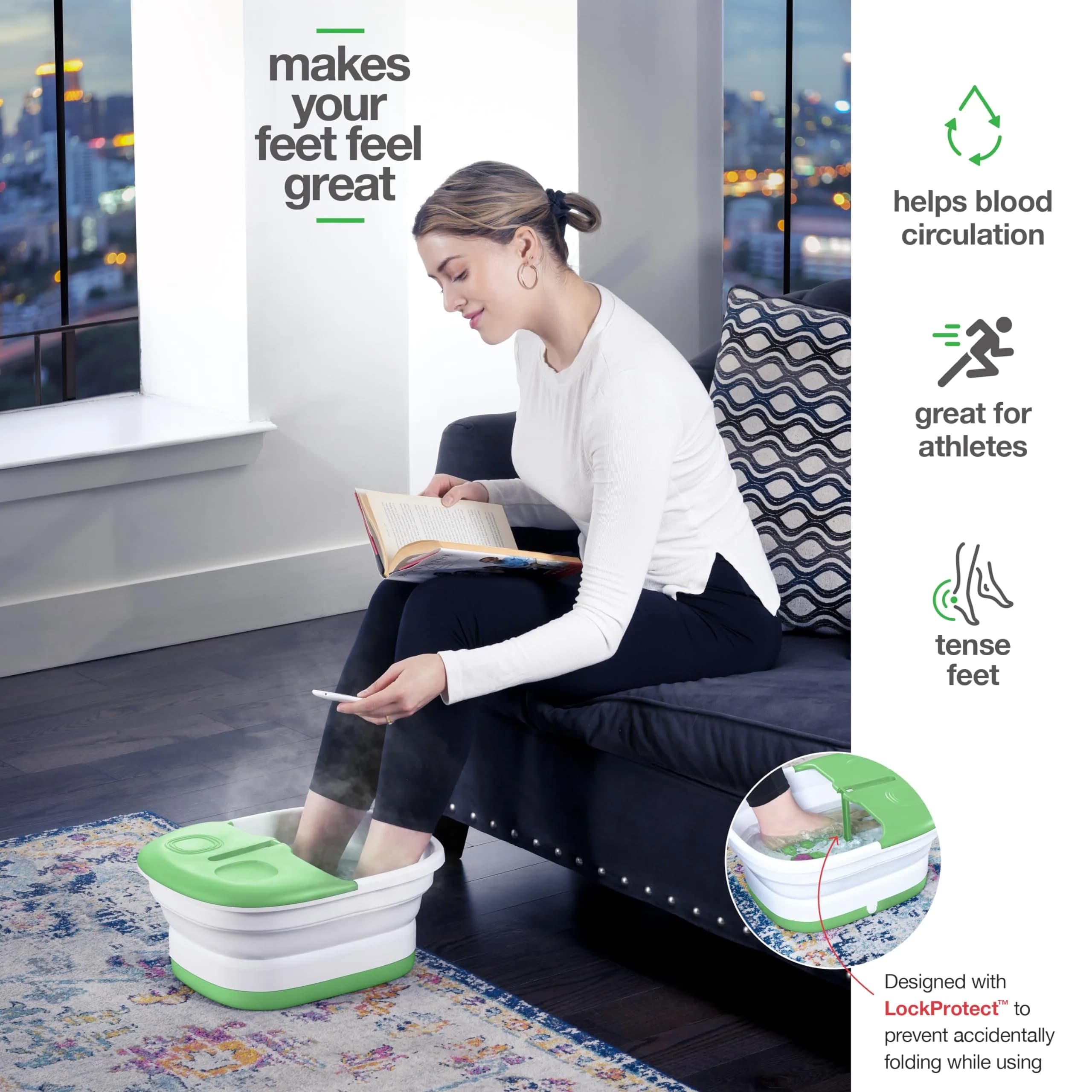 Medical king Collapsible Foot Spa Massager with Heat, Bubbles, Vibration, Remote Control & Pedicure Stone | 1.93 kg (4.25 lb) - view 4