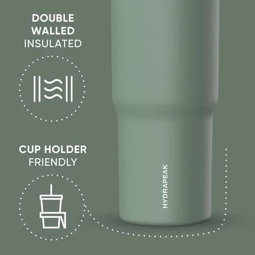 Hydrapeak Nomad 32oz Stainless Steel Insulated Travel Tumbler with Handle & Straw Lid, 946ml (32 Fl Oz) | Cold 24 Hours thumbnail 4