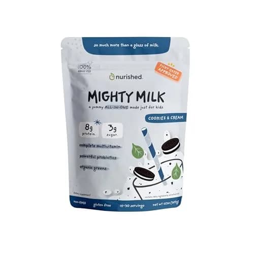 Nurished Cookies & Cream Mighty Milk 10oz | Kids All-in-One Protein & Multivitamin Support thumbnail 1