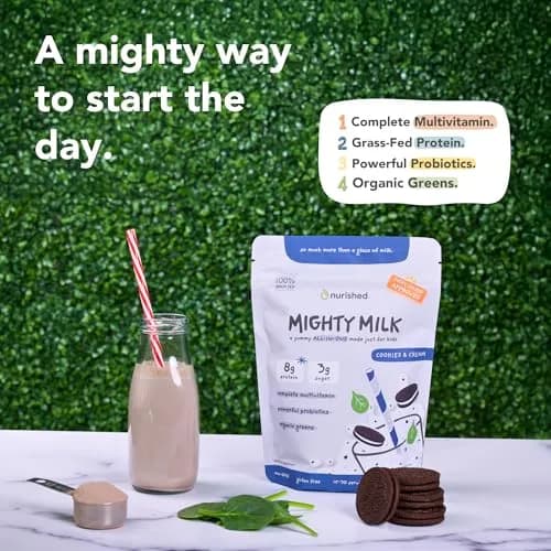 Nurished Cookies & Cream Mighty Milk 10oz | Kids All-in-One Protein & Multivitamin Support thumbnail 7