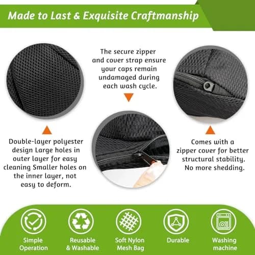 Eiito Black Ball Cap Washer Cage with Mesh Bag & Frame | Keeps Hats in Shape (1 Pack) thumbnail 6