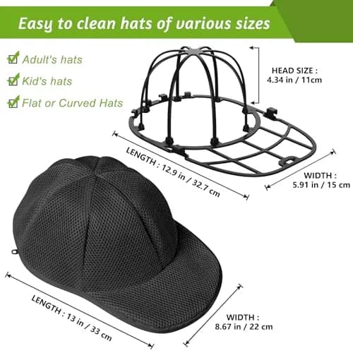 Eiito Black Ball Cap Washer Cage with Mesh Bag & Frame | Keeps Hats in Shape (1 Pack) thumbnail 2
