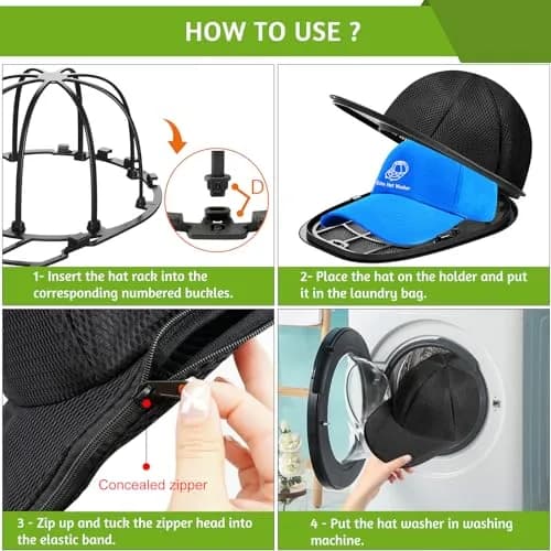 Eiito Black Ball Cap Washer Cage with Mesh Bag & Frame | Keeps Hats in Shape (1 Pack) thumbnail 3