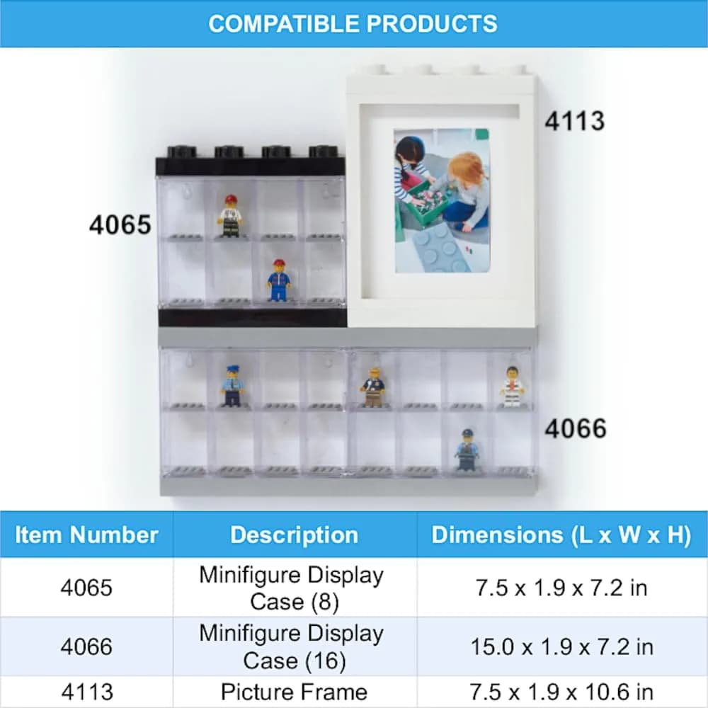LEGO Minifigure Display Case Large 3 Pack Bright Blue | Stackable Plastic Storage for Desk or Wall - view 5
