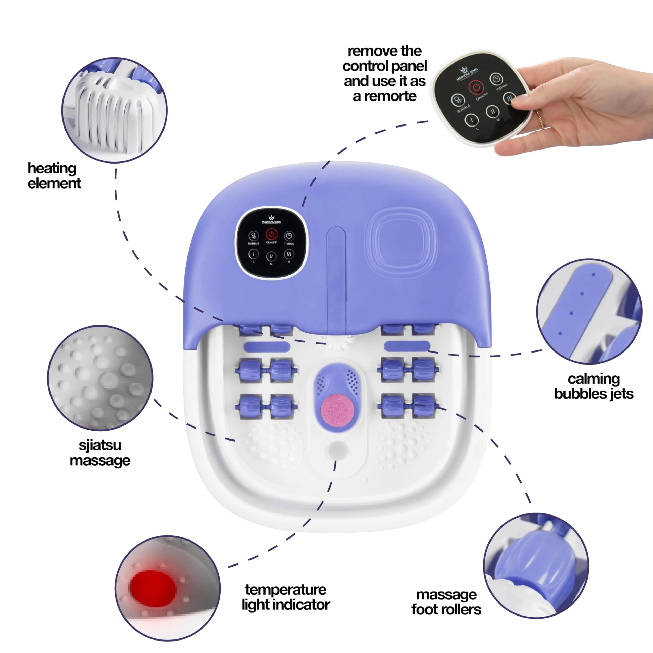Medical king Foot Spa with Heat and Massage and Jets Collapsible Foot Massager 35cm (13 inches) | Relaxing Pedicure and Circulation Booster - view 2