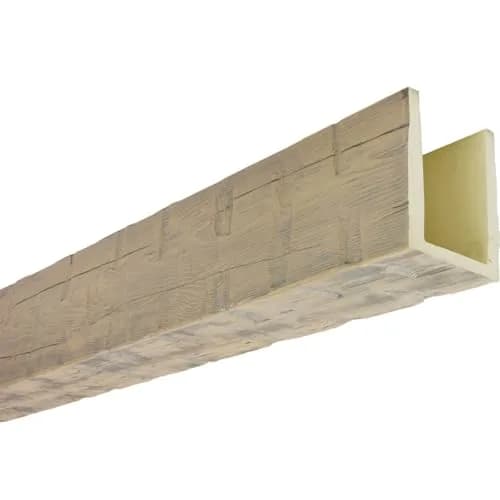 Ekena Millwork 9 1/2"W x 9 1/2"H x 192"L 3-Sided U-Beam Faux Wood Ceiling Beam, Sandstone | HeritageTimber Reclaimed Axed thumbnail 5