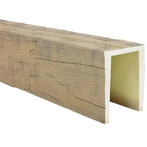 Ekena Millwork 9 1/2"W x 9 1/2"H x 192"L 3-Sided U-Beam Faux Wood Ceiling Beam, Sandstone | HeritageTimber Reclaimed Axed thumbnail 7