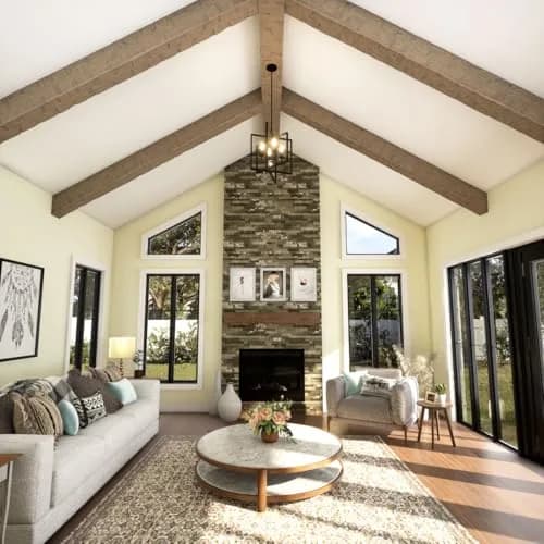 Ekena Millwork 9 1/2"W x 9 1/2"H x 192"L 3-Sided U-Beam Faux Wood Ceiling Beam, Sandstone | HeritageTimber Reclaimed Axed thumbnail 8