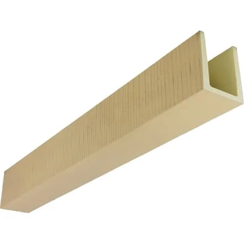 Ekena Millwork 3 1/2"W x 5 1/2"H x 16-ft. L 3-Sided (U-Beam) Resawn Rip HeritageTimber Faux Wood Ceiling Beam, Primed Tan | Lightweight, Authentic Look thumbnail 1