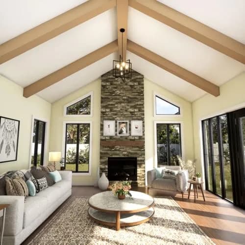 Ekena Millwork 3 1/2"W x 5 1/2"H x 16-ft. L 3-Sided (U-Beam) Resawn Rip HeritageTimber Faux Wood Ceiling Beam, Primed Tan | Lightweight, Authentic Look thumbnail 8