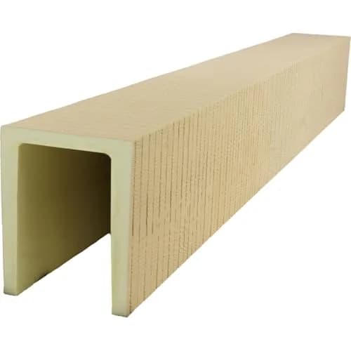 Ekena Millwork 3 1/2"W x 5 1/2"H x 16-ft. L 3-Sided (U-Beam) Resawn Rip HeritageTimber Faux Wood Ceiling Beam, Primed Tan | Lightweight, Authentic Look thumbnail 3