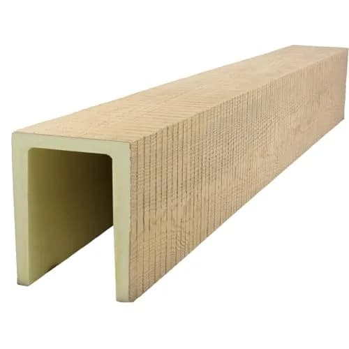 Ekena Millwork 3 1/2"W x 3 1/2"H x 20-ft. L 3-Sided (U-Beam) Resawn Rip HeritageTimber Faux Wood Ceiling Beam, Natural White Oak | Authentic USA Design thumbnail 3