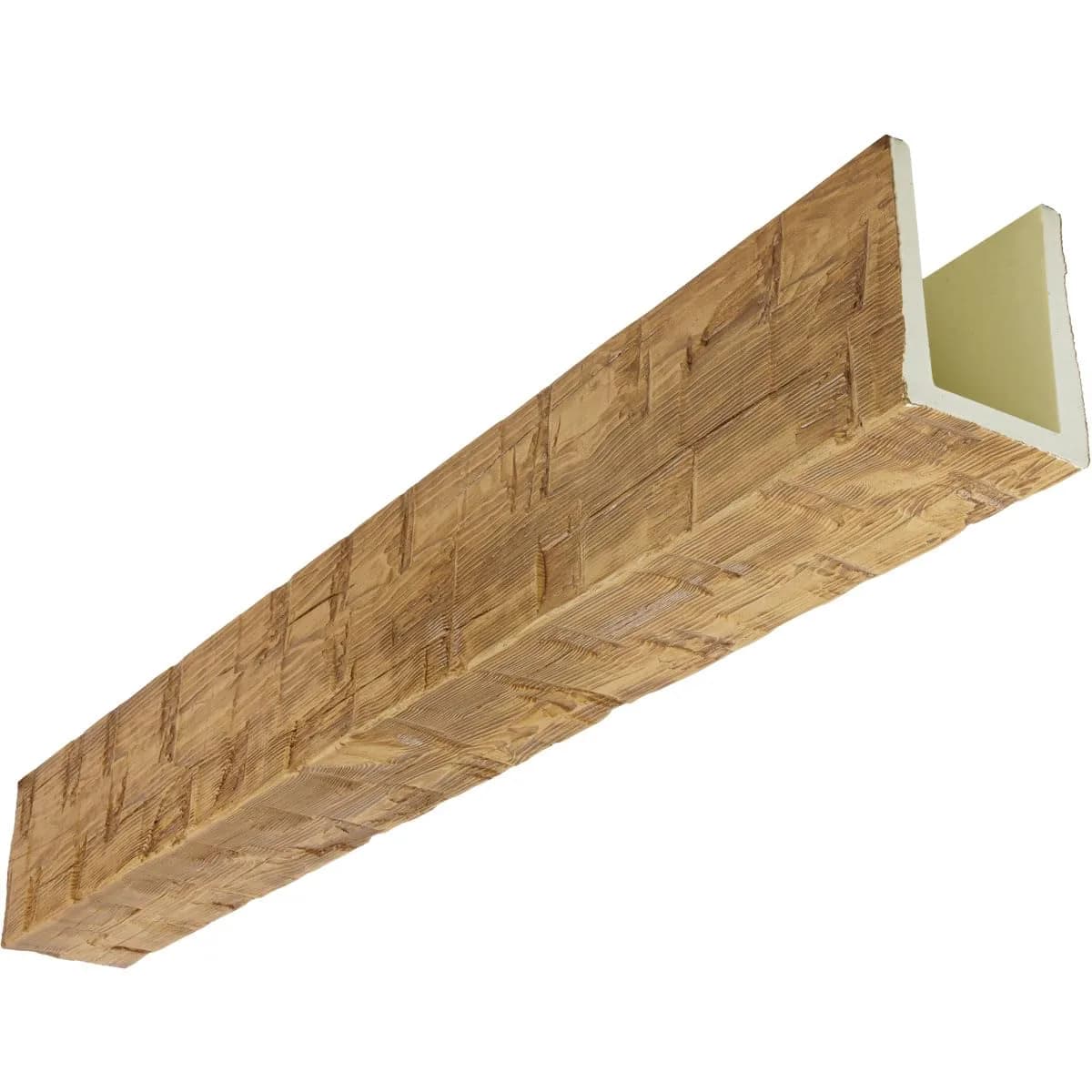 Ekena Millwork 5 1/2"W x 5 1/2"H x 20-ft. L 3-Sided Faux Wood Ceiling Beam, Warm Caramel | Authentic HeritageTimber Design