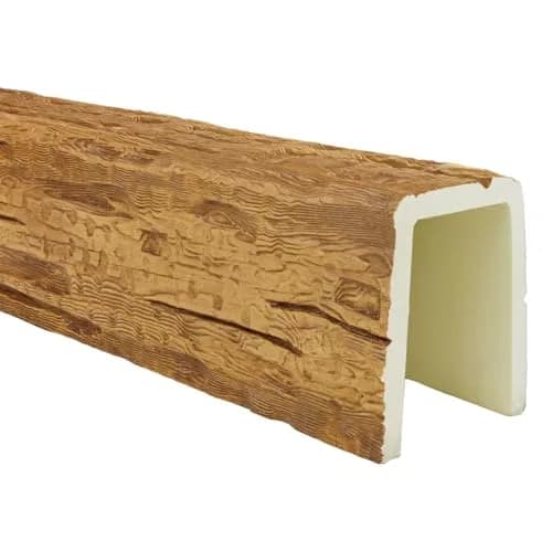 Ekena Millwork 5 1/2"W x 5 1/2"H x 20-ft. L 3-Sided U-Beam Salvaged Timber Faux Wood Ceiling Beam, Warm Caramel | Authentic US Import thumbnail 7