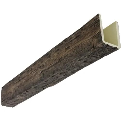 Ekena Millwork 7 1/2"W x 7 1/2"H x 8-ft. L 3-Sided U-Beam Salvaged Timber HeritageTimber Faux Wood Ceiling Beam, Kona Brown | Authentic USA-Style Design thumbnail 1
