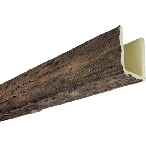 Ekena Millwork 7 1/2"W x 7 1/2"H x 8-ft. L 3-Sided U-Beam Salvaged Timber HeritageTimber Faux Wood Ceiling Beam, Kona Brown | Authentic USA-Style Design thumbnail 5