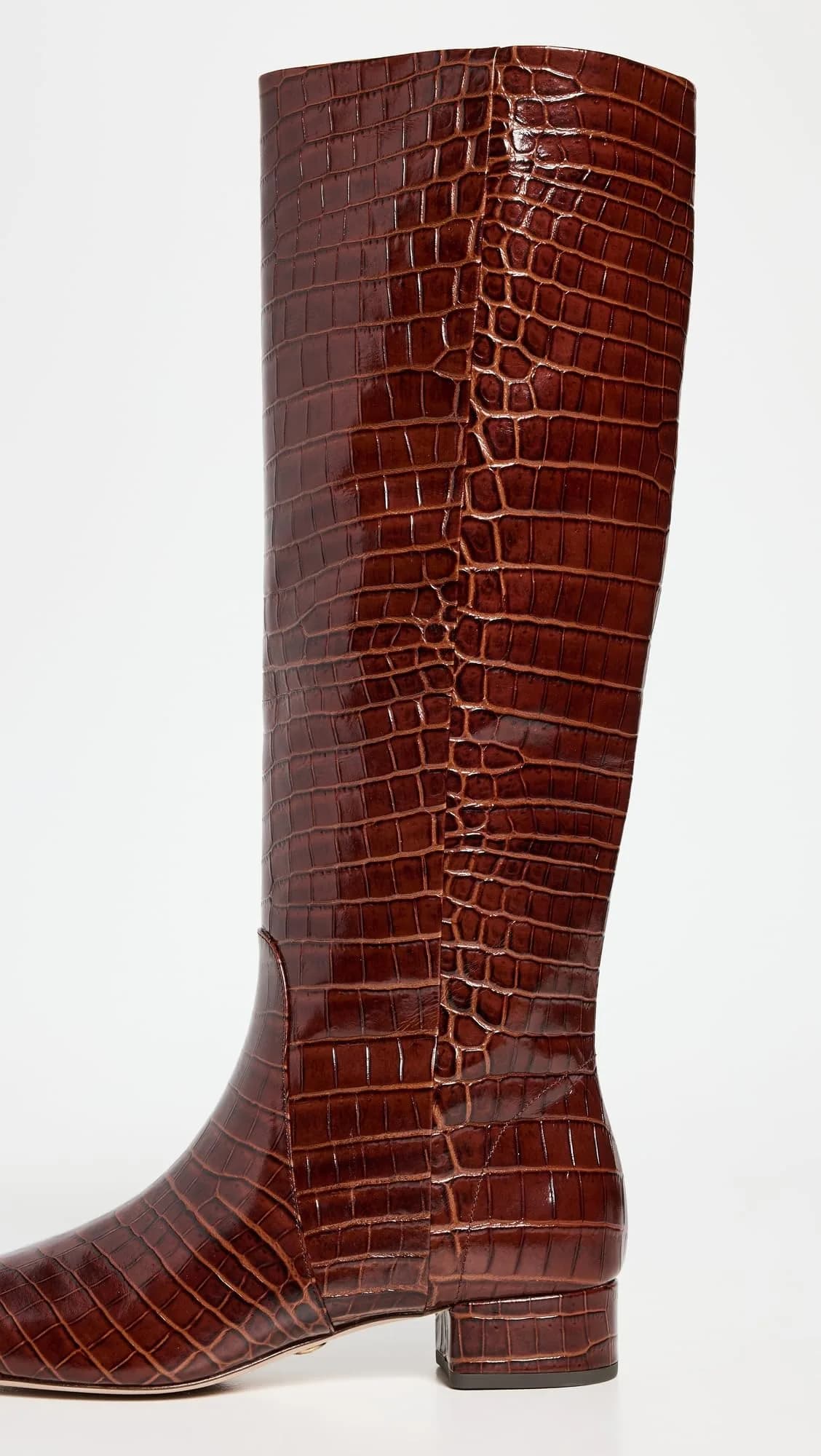 Veronica Beard Cecile High Shaft Boots Knee, Sepia Croc Print Leather, 6 | Luxe Croc-Embossed Leather Knee-High Boots thumbnail 7