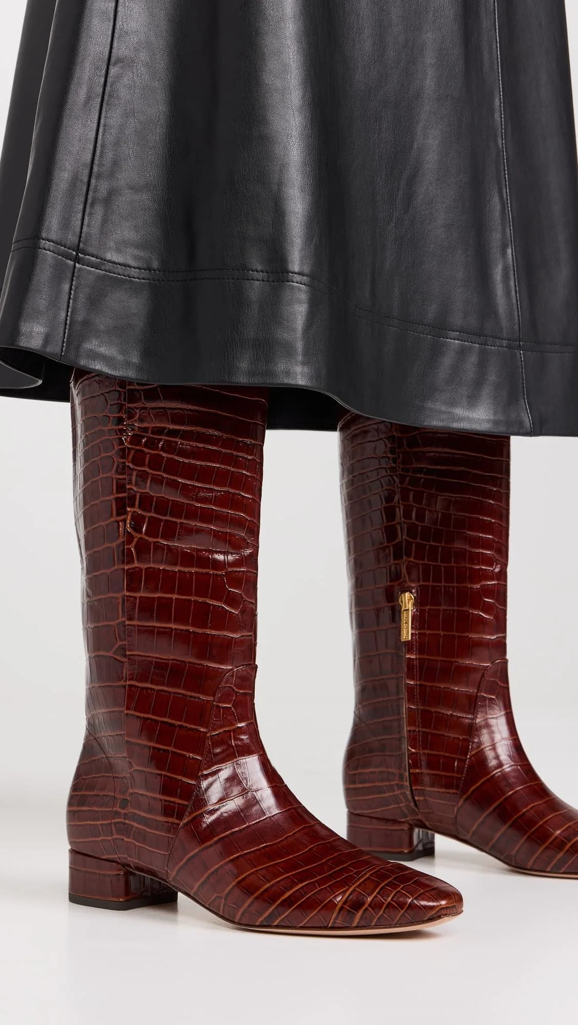 Veronica Beard Cecile High Shaft Boots Knee, Sepia Croc Print Leather, 6 | Luxe Croc-Embossed Leather Knee-High Boots thumbnail 5