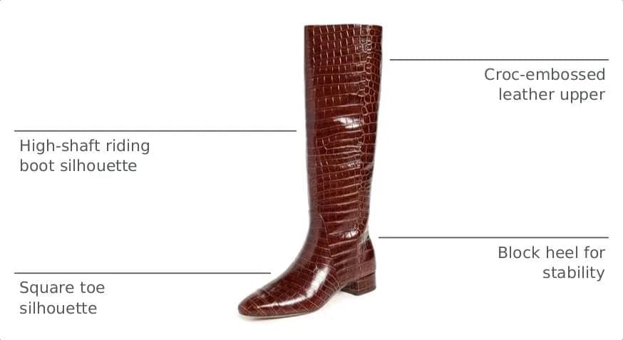 Veronica Beard Cecile High Shaft Boots 7 | Croc Print Leather, Knee-High, Block Heel thumbnail 3