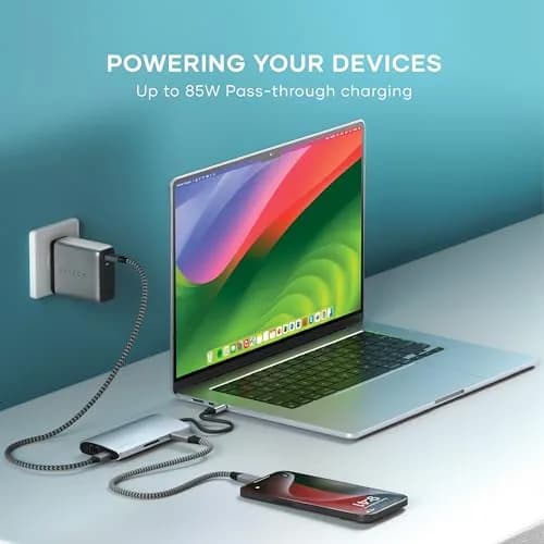 Satechi 8-in-1 USB-C Hub V3, 11.4cm (4.49in) x 5.4cm (2.13in) x 1.6cm (0.63in) | 8K HDMI, 100W PD Charging, 10Gbps Data, Ethernet, SD Card Reader, Silver thumbnail 5