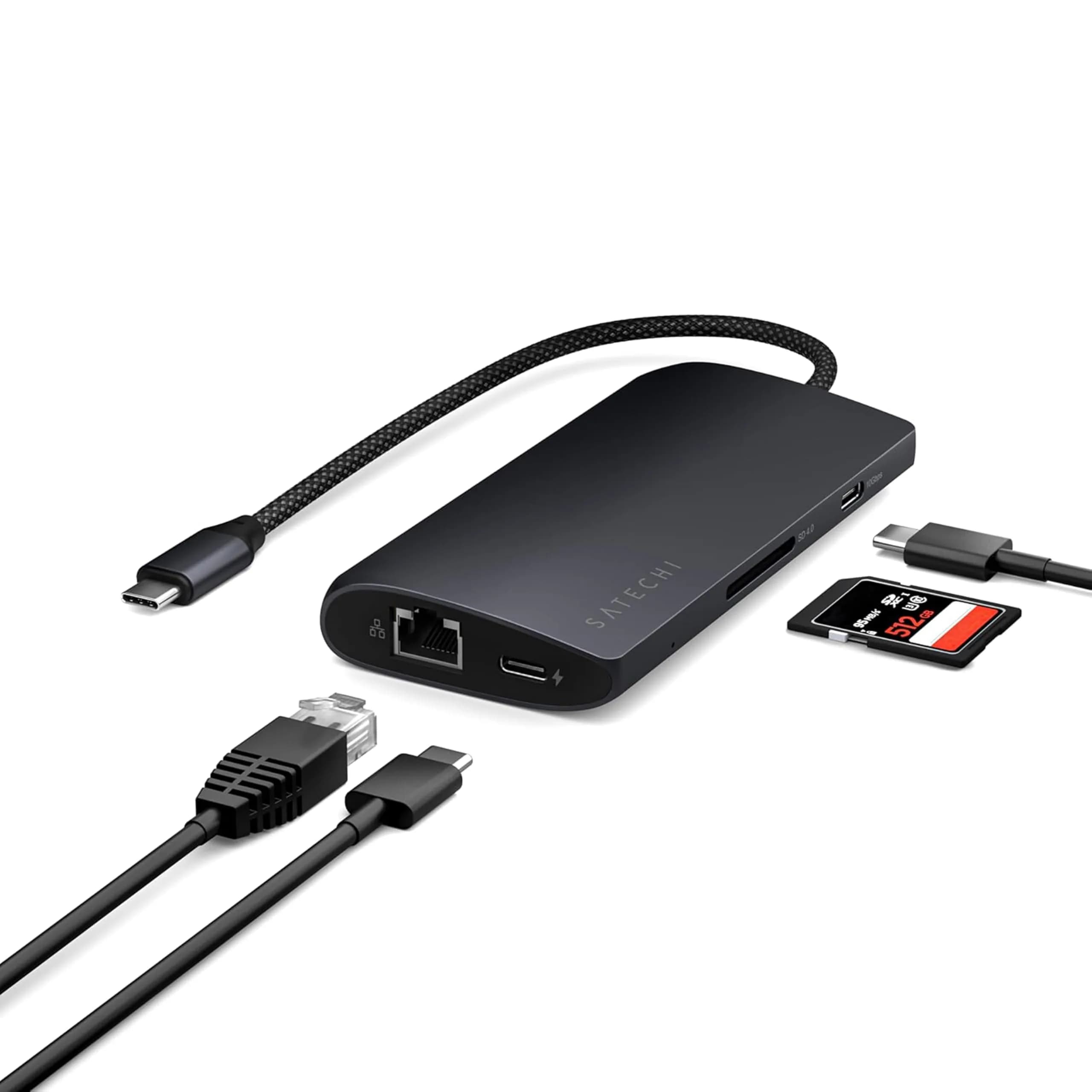 Satechi 8-in-1 USB-C Hub V3, 8K HDMI, 100W Charging, Ethernet, Midnight | Multiport Adapter for Mac & Windows thumbnail 1