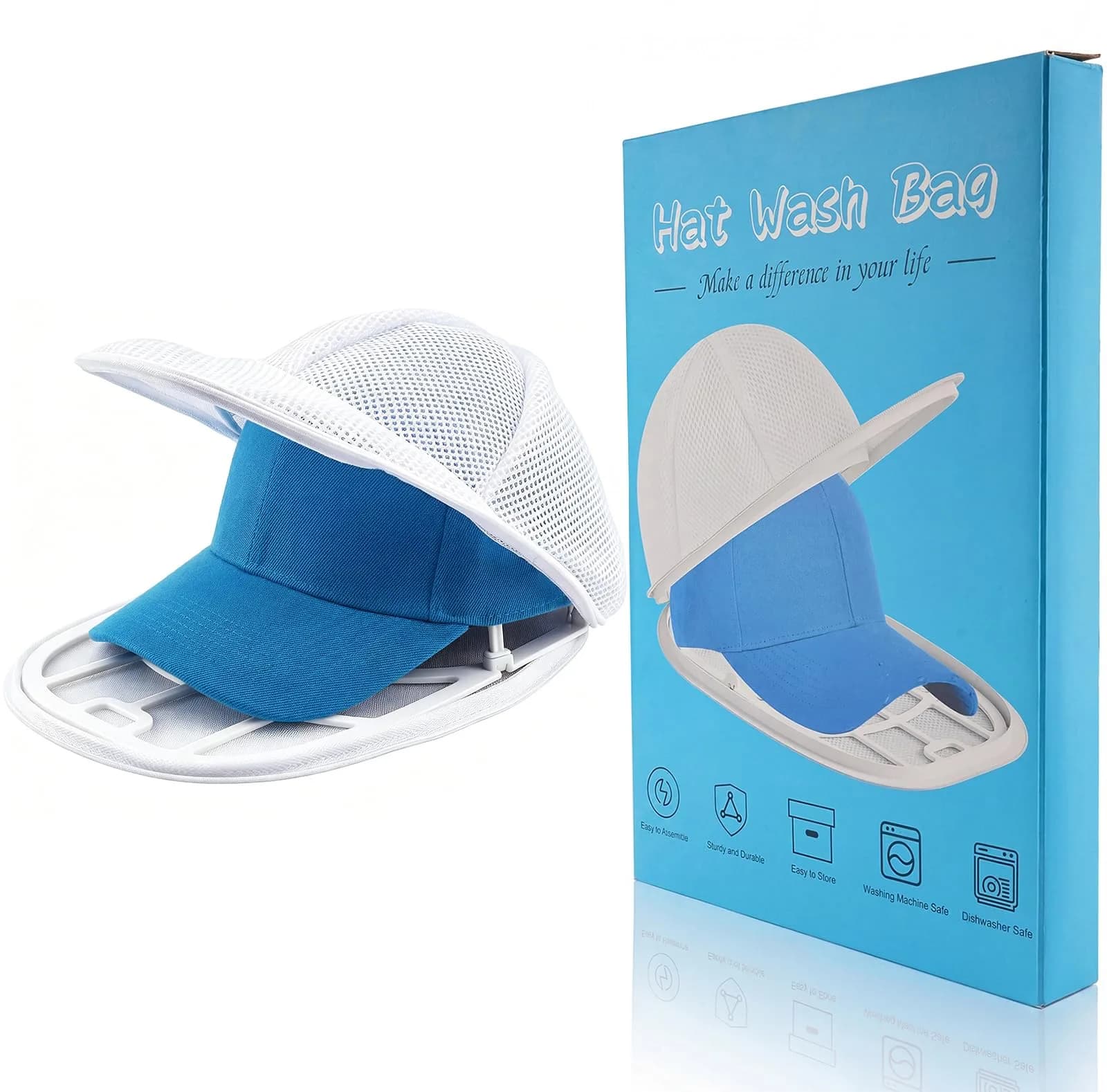 Eiito Hat Washer Cage for Washing Machine & Dishwasher, White 1 Pack | Keeps Caps Shapely - main product image