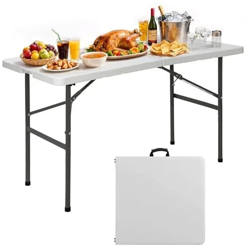 Saicool Folding Event Table 4FT | Heavy Duty Indoor Outdoor Camping Table thumbnail 1