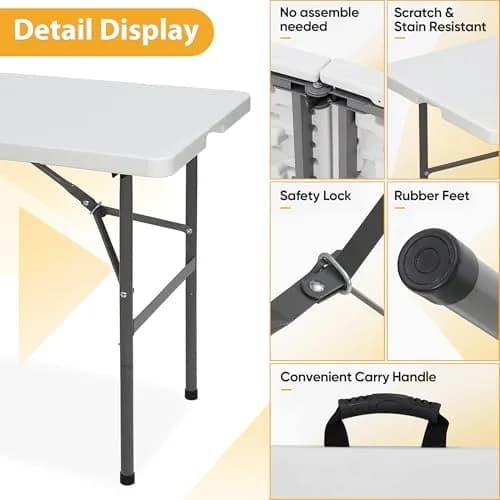 Saicool Folding Event Table 4FT | Heavy Duty Indoor Outdoor Camping Table thumbnail 8