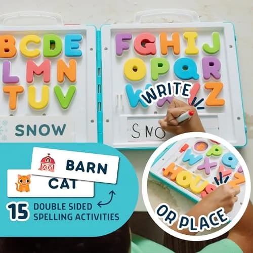 Chuckle & Roar All About ABC’s Travel Case – On-the-Go Alphabet Learning Set with Chunky Foam Letters, Dry-Erase Board, Spelling Cards & Puzzle for Kids 3+ thumbnail 4