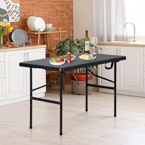 ZenStyle 4ft Heavy Duty Folding Table - Plastic Top & Steel Legs | Indoor Outdoor Utility Table thumbnail 4