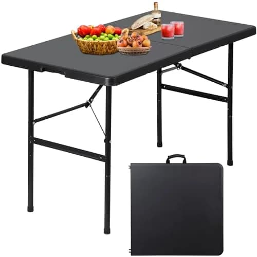ZenStyle 4ft Heavy Duty Folding Table - Plastic Top & Steel Legs | Indoor Outdoor Utility Table thumbnail 9