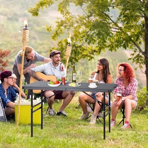 ZenStyle 4ft Heavy Duty Folding Table - Plastic Top & Steel Legs | Indoor Outdoor Utility Table thumbnail 2