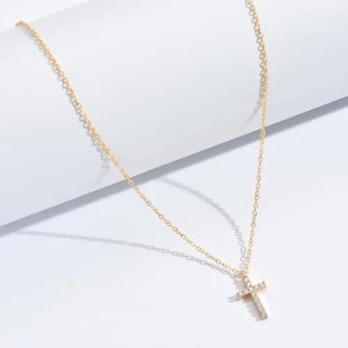 HERIER Cross Necklace for Women 16.5" Gold Plated Tiny Cross Pendant | Faith & Style thumbnail 7