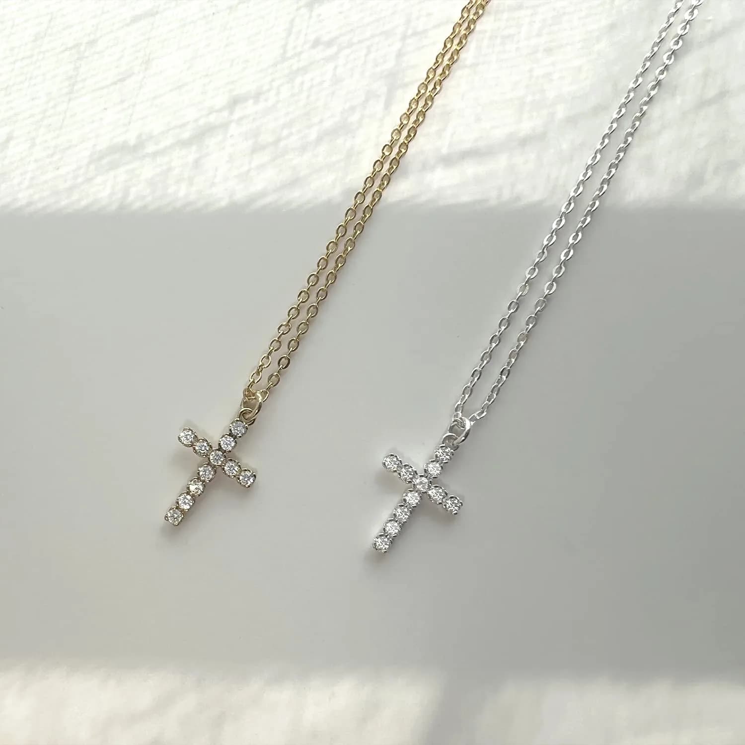 HERIER CZ Cross Necklace for Women - Dainty 14k Gold Plated Tiny Cross Pendant, 41.9cm - view 4