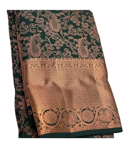 Avantika Fashion Women's Kanjivaram Soft Pure Silk Banarasi Saree With Blouse Piece, Green, 5.3m | Authentic USA Import thumbnail 1
