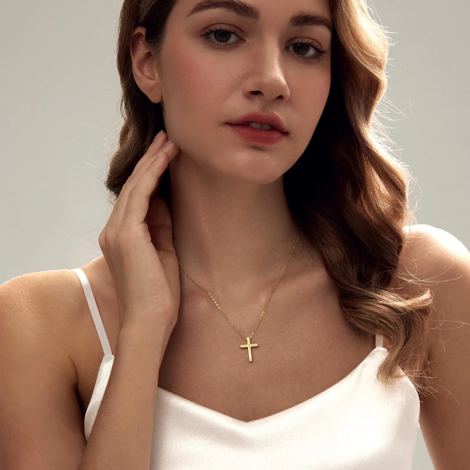 HERIER Classic Cross-Gold Necklace for Women - 18K Gold Plated Faith & Fashion Jewelry - view 2