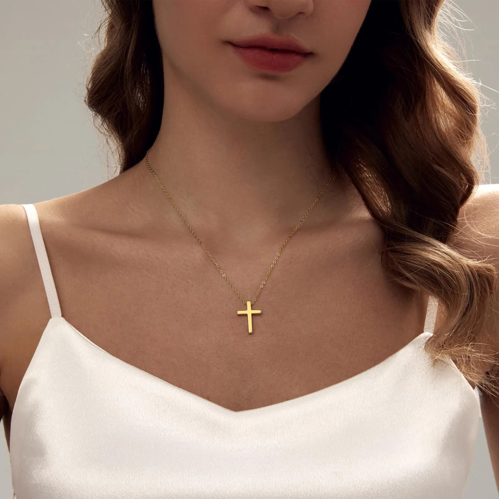 HERIER Classic Cross-Gold Necklace for Women - 18K Gold Plated Faith & Fashion Jewelry - view 3