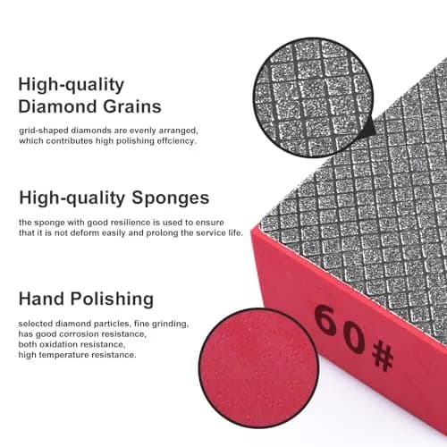 EGOFIX Diamond Hand Polishing Pad 92x57x31mm (3.6"x2.2"x1.2") | 60 Grit for Tile, Glass, Stone thumbnail 2