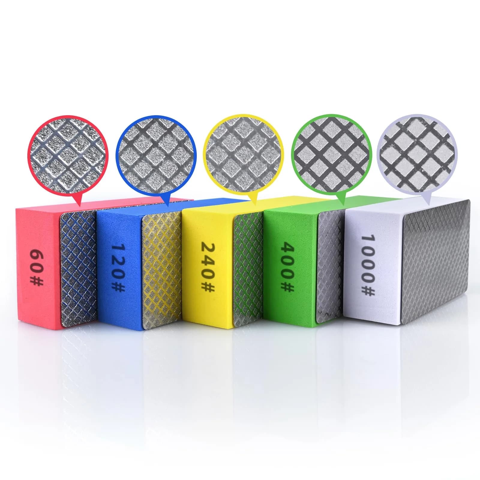 EGOFIX Diamond Hand Polishing Pads Set 5pcs (60-1000 Grit) | For Tile, Glass, Stone & Metal - view 2