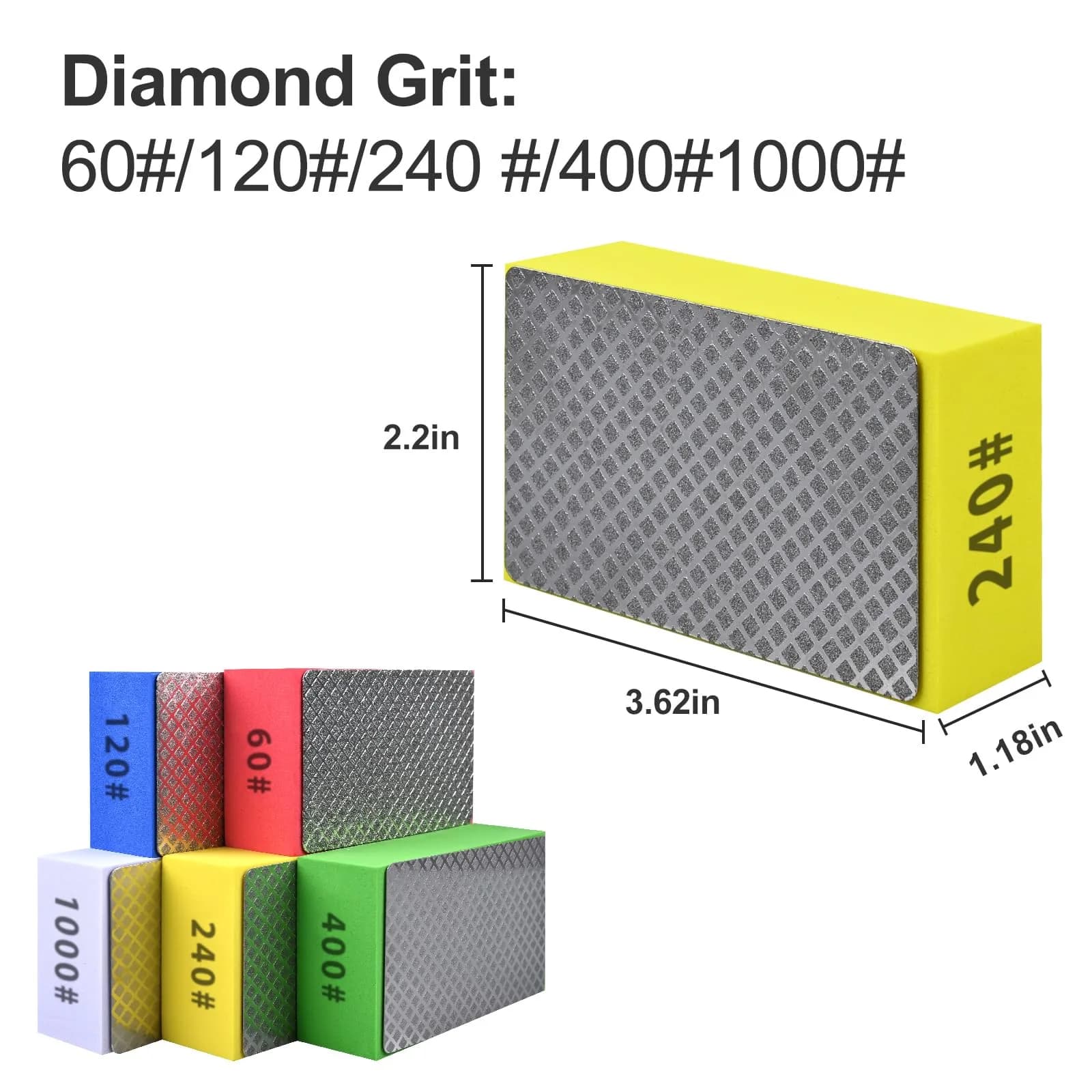 EGOFIX Diamond Hand Polishing Pads Set 5pcs (60-1000 Grit) | For Tile, Glass, Stone & Metal - view 3