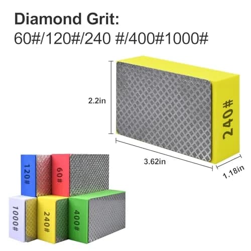 EGOFIX Diamond Hand Polishing Pads Set 5pcs (60-1000 Grit) | For Tile, Glass, Stone & Metal thumbnail 3