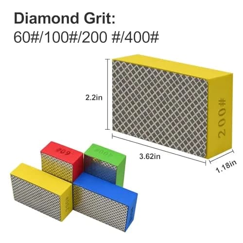 EGOFIX Diamond Hand Polishing Pad 200 Grit | 92 x 57 x 31mm (3.6" x 2.2" x 1.2") thumbnail 4