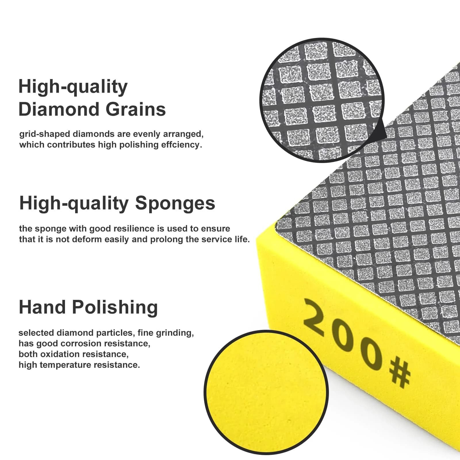 EGOFIX Diamond Hand Polishing Pad 200 Grit | 92 x 57 x 31mm (3.6" x 2.2" x 1.2") - view 2