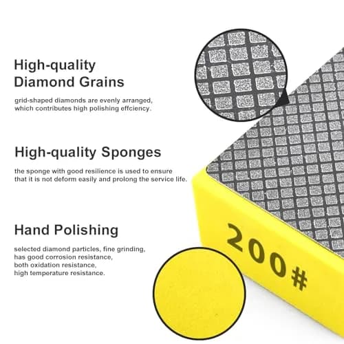 EGOFIX Diamond Hand Polishing Pad 200 Grit | 92 x 57 x 31mm (3.6" x 2.2" x 1.2") thumbnail 2