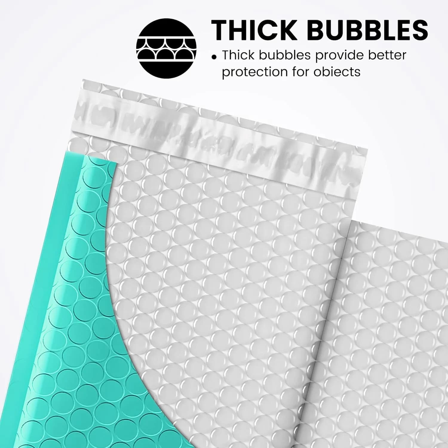 Fuxury Teal Bubble Mailers 4x8 - Waterproof Padded Envelopes for Business Shipping (800 Pack) - view 3
