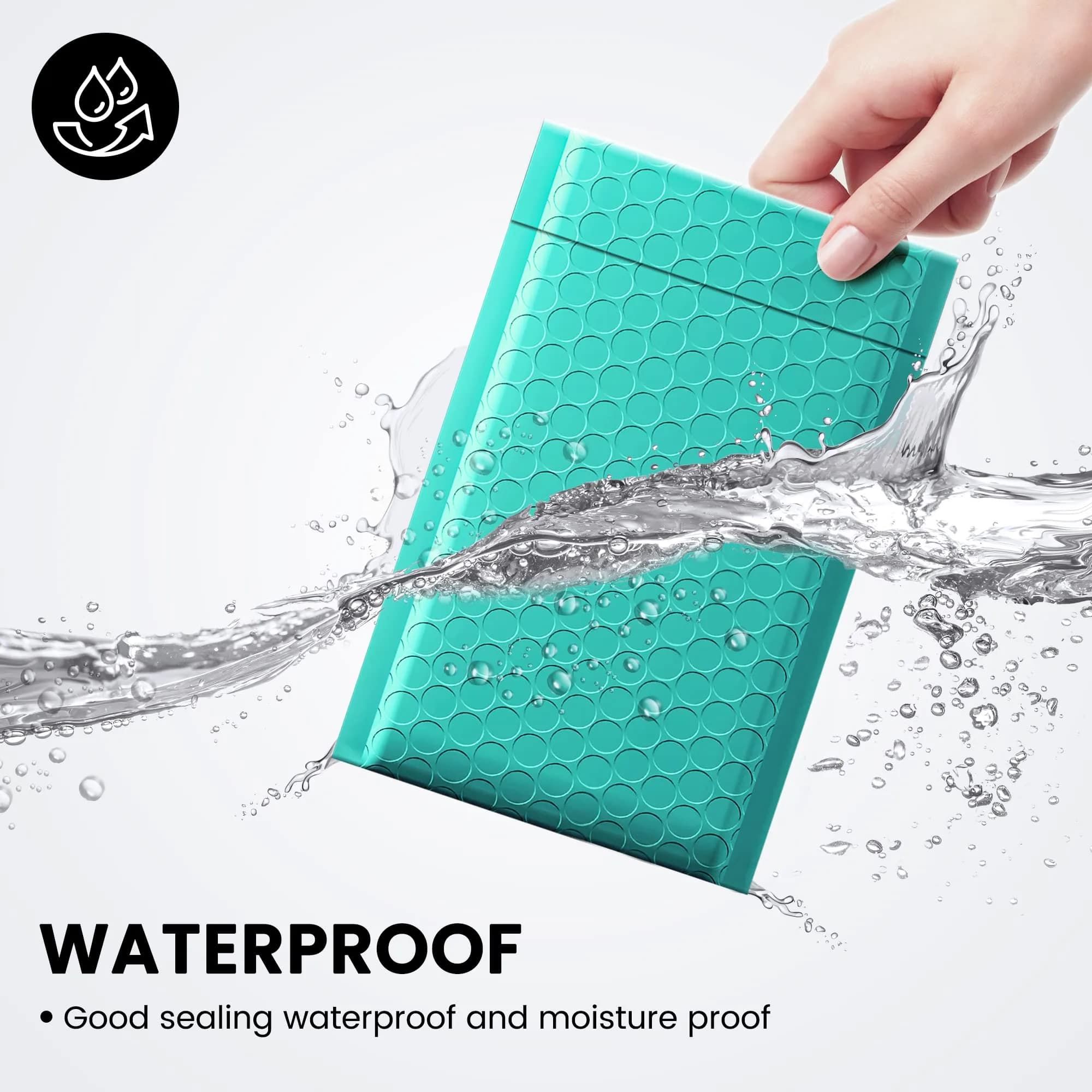 Fuxury Teal Bubble Mailers 4x8 - Waterproof Padded Envelopes for Business Shipping (800 Pack) - view 4